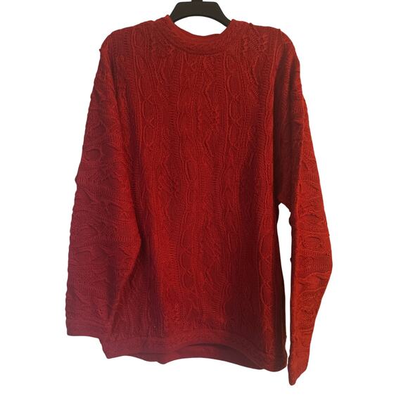 GUC Bergati Men's Red Cable Knit Sweater 100% Acrylic Size Large - Picture 1 of 6